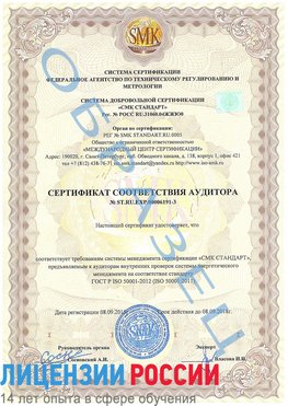 Образец сертификата соответствия аудитора №ST.RU.EXP.00006191-3 Мичуринск Сертификат ISO 50001